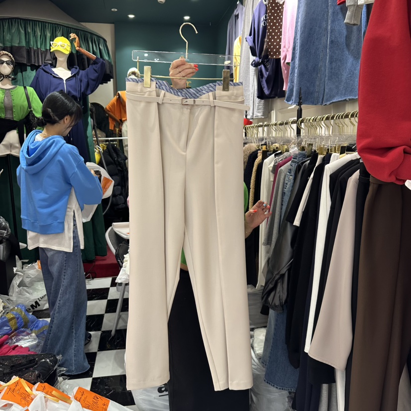 3COLOR直郵韓國代購㊣女裝新款休閑休閑褲含腰帶Three color休閑褲圖色1