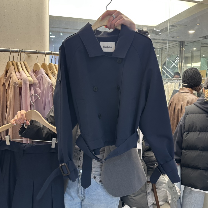 FOUNDATION韓國㊣直郵東大門代購女裝新品人氣職業夾克含腰帶FOUNDATION夾克圖色1