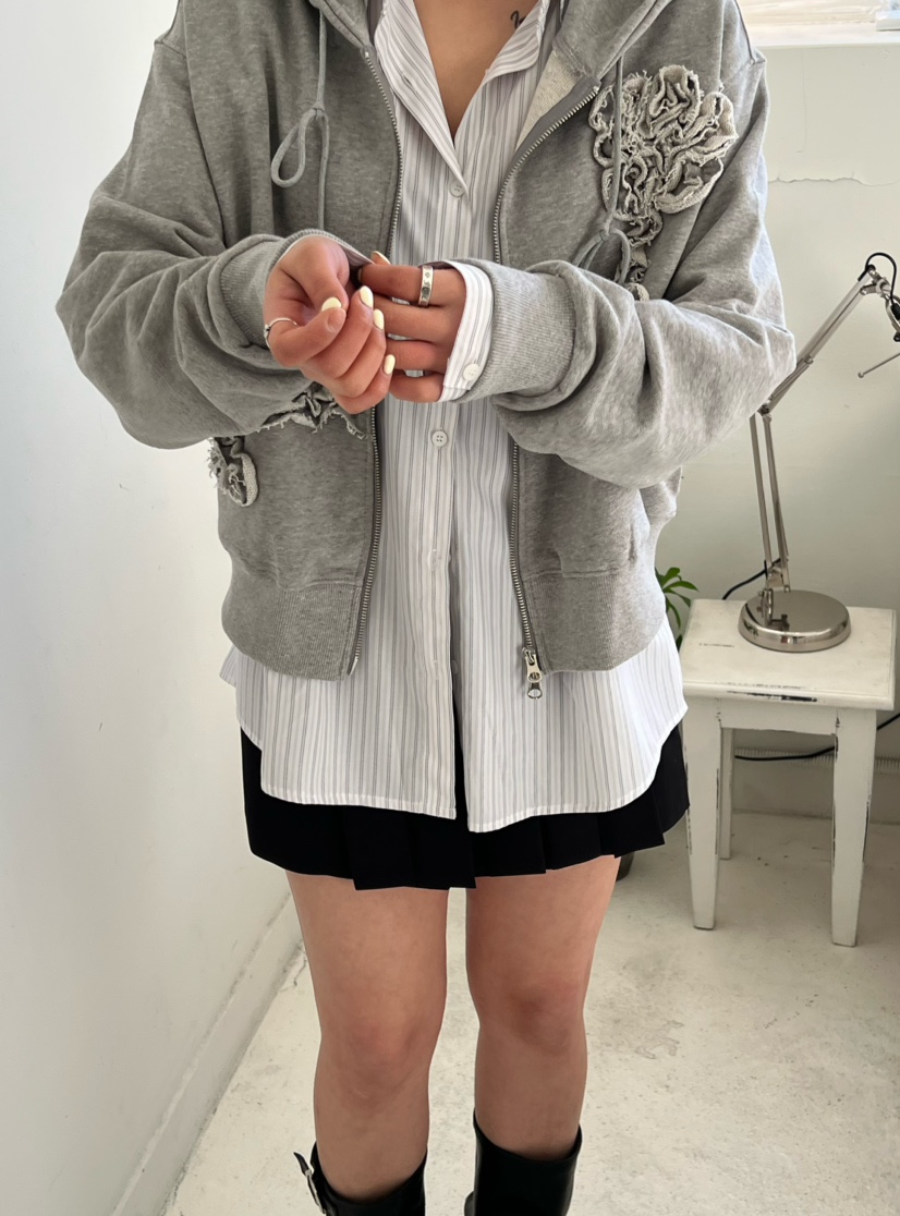 X-MOOD韓國㊣直郵東大門代購女裝新款推薦25春夏夾克拉鏈兜帽X-MOOD夾克