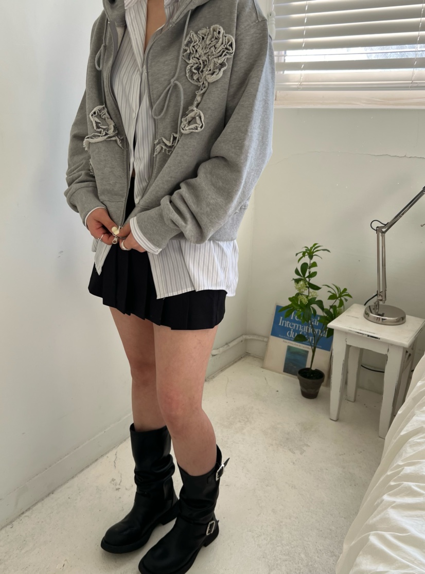 X-MOOD韓國㊣直郵東大門代購女裝新款推薦25春夏夾克拉鏈兜帽X-MOOD夾克
