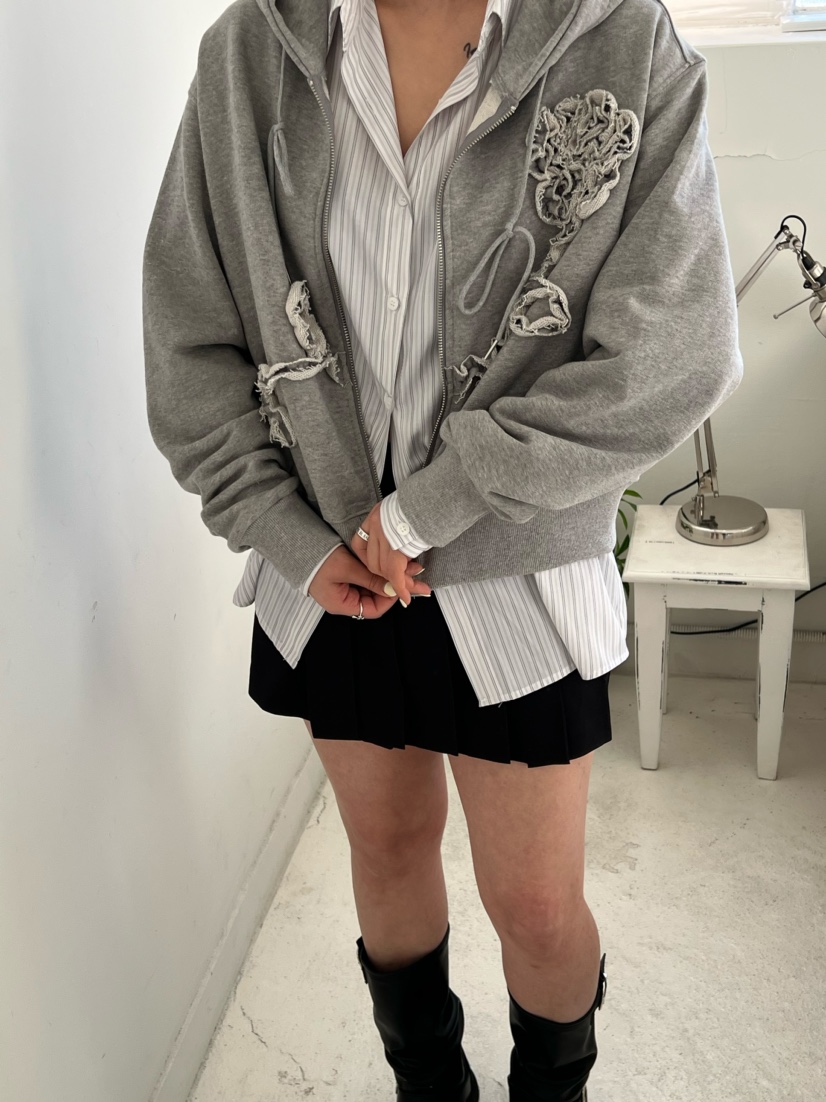 X-MOOD韓國㊣直郵東大門代購女裝新款推薦25春夏夾克拉鏈兜帽X-MOOD夾克