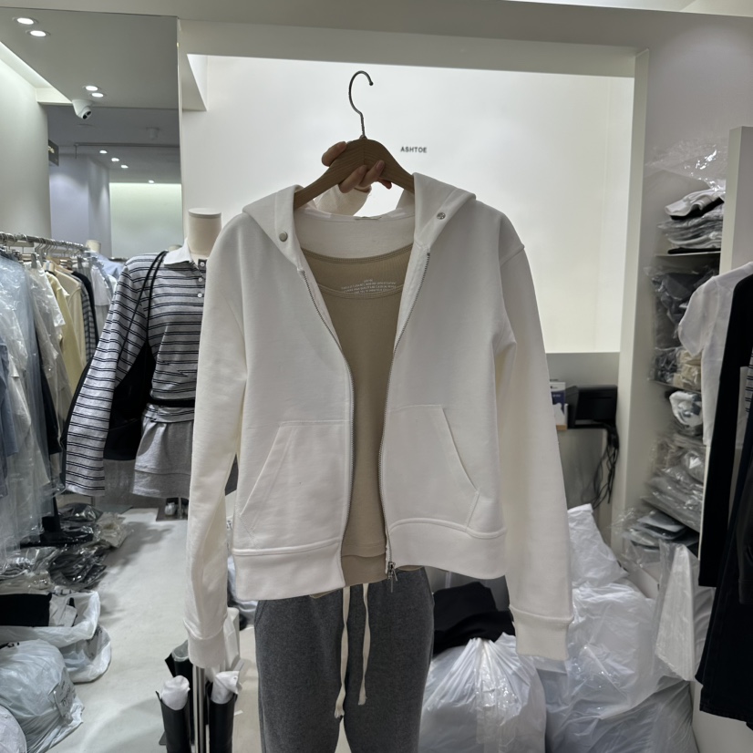ASHTOE直郵韓國代購㊣女裝新品25春夏推薦休閑衛衣拉鏈連帽ASHTOE衛衣圖色3