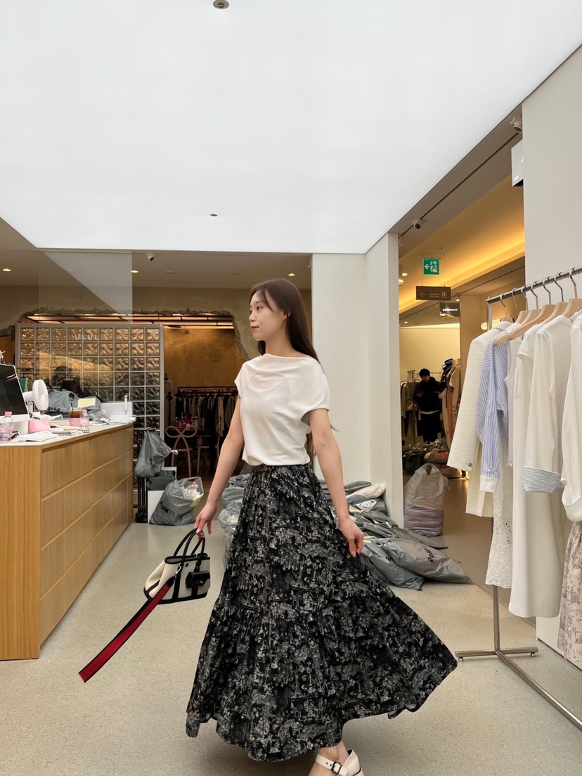 JUJU東大門代購女士新款人氣時尚休閑推薦25春夏熱賣職業長裙JUJU長裙