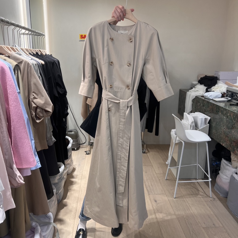 ARCHER韓國直郵㊣東大門實拍女裝新品時尚職業長款風衣含腰帶ARCHER長款風衣圖色1