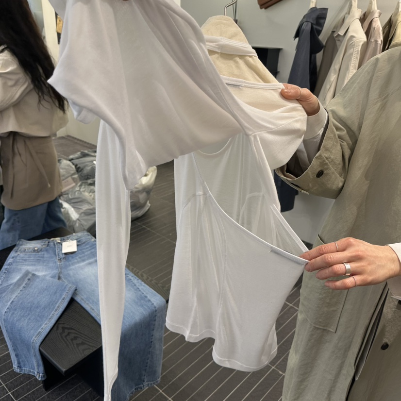 FIND-P直郵韓國代購㊣女裝新品熱賣25春夏休閑長袖T恤假兩件FIND-P長袖T恤