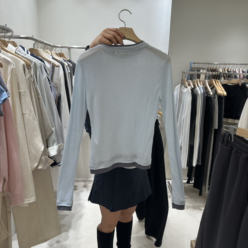 BIENBIEN韓國直郵㊣女裝新品職業25春夏休閑人氣時尚長袖T恤EYEL長袖T恤