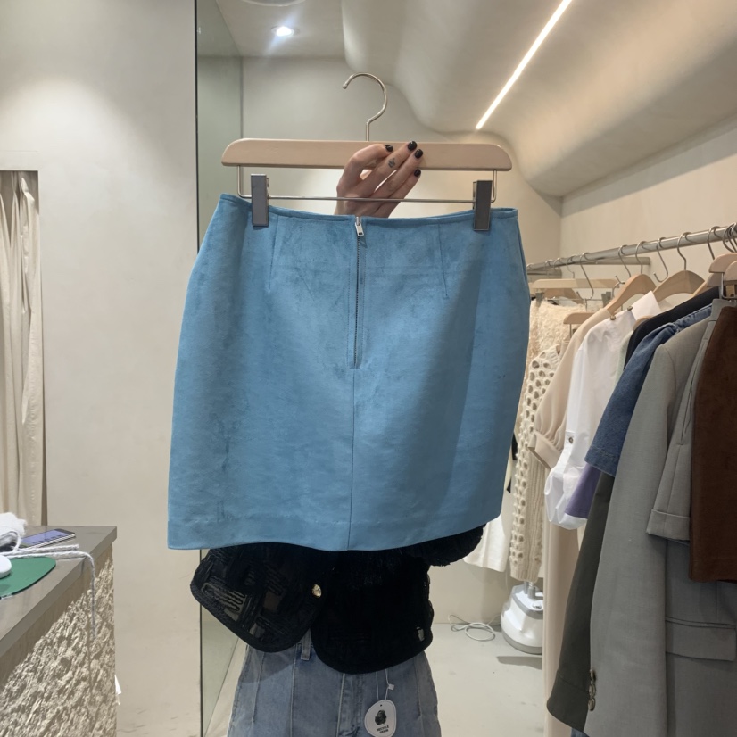 NINESQUARED直郵韓國代購㊣女裝新品推薦休閑人氣短裙絨面革NINESQUARED短裙