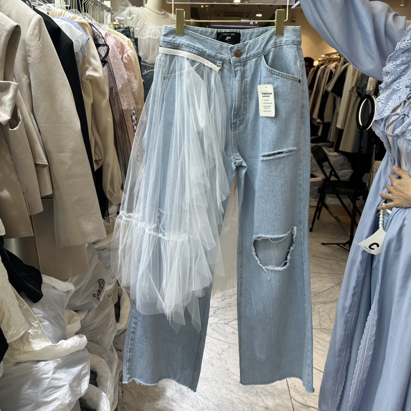 CHEAP-CHIC韓國直郵㊣東大門實拍女裝新品推薦職業牛仔褲套裝CHEAP-CHIC/CHARLES THE SECOND牛仔褲