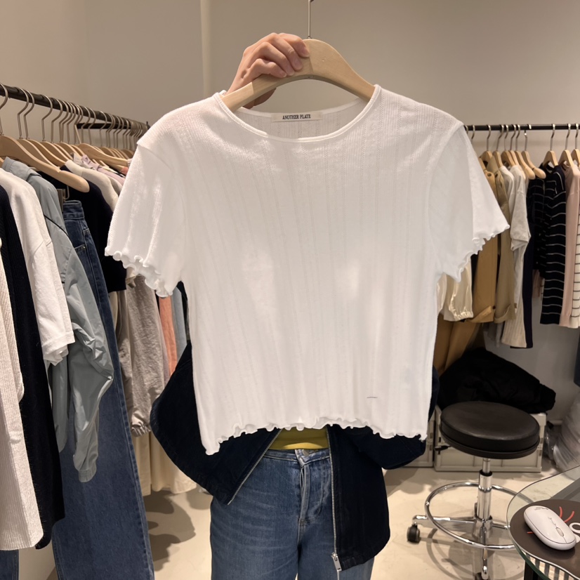 PLATE直郵韓國代購㊣女裝新品人氣休閑25春夏職業時尚T恤短款PLATET恤圖色1