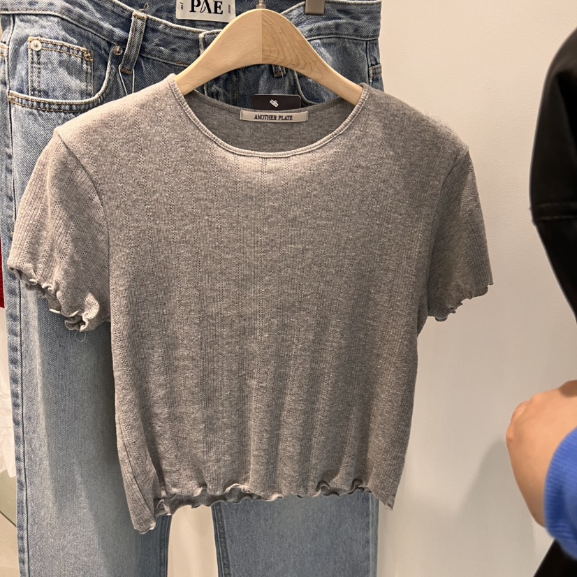 PLATE直郵韓國代購㊣女裝新品人氣休閑25春夏職業時尚T恤短款PLATET恤圖色3