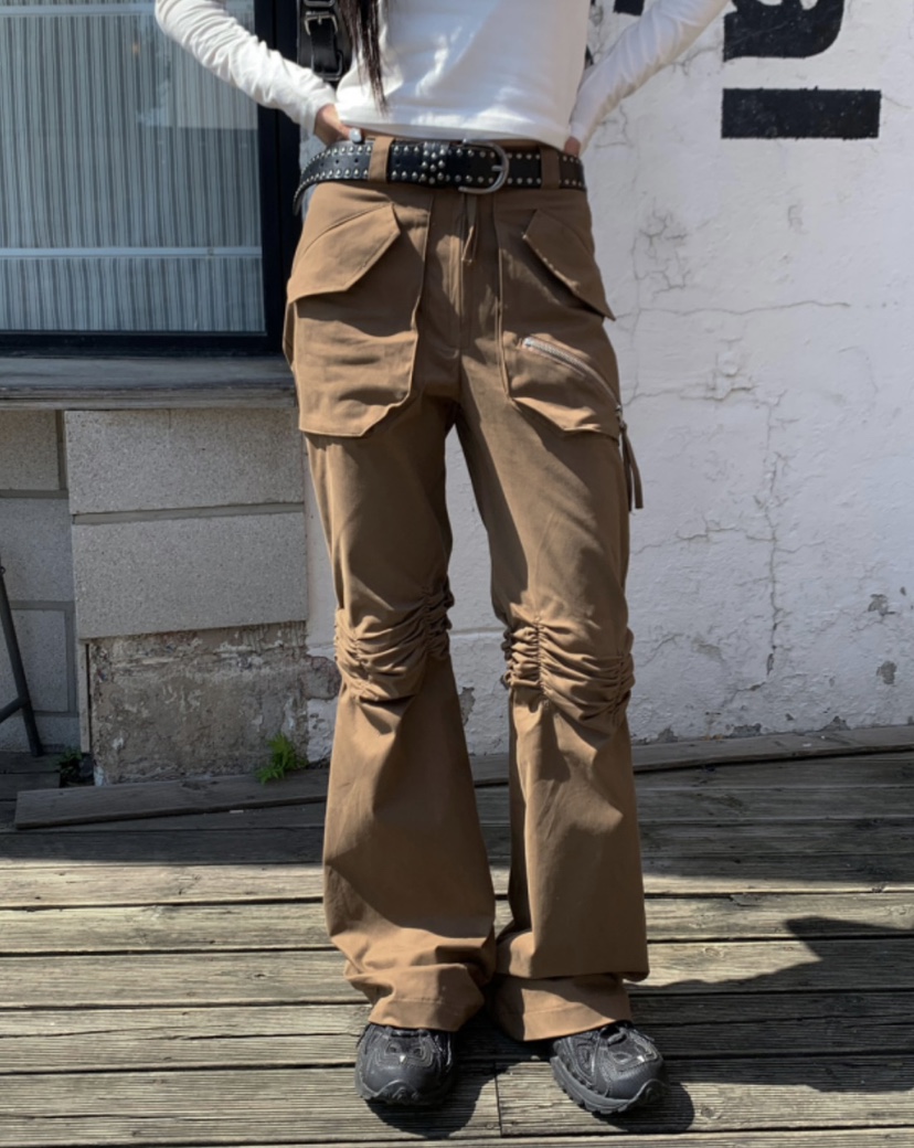 NUEUN韓國直郵㊣東大門實拍女裝新品25春夏職業熱賣休閑褲喇叭NUEUN/SEEOT休閑褲