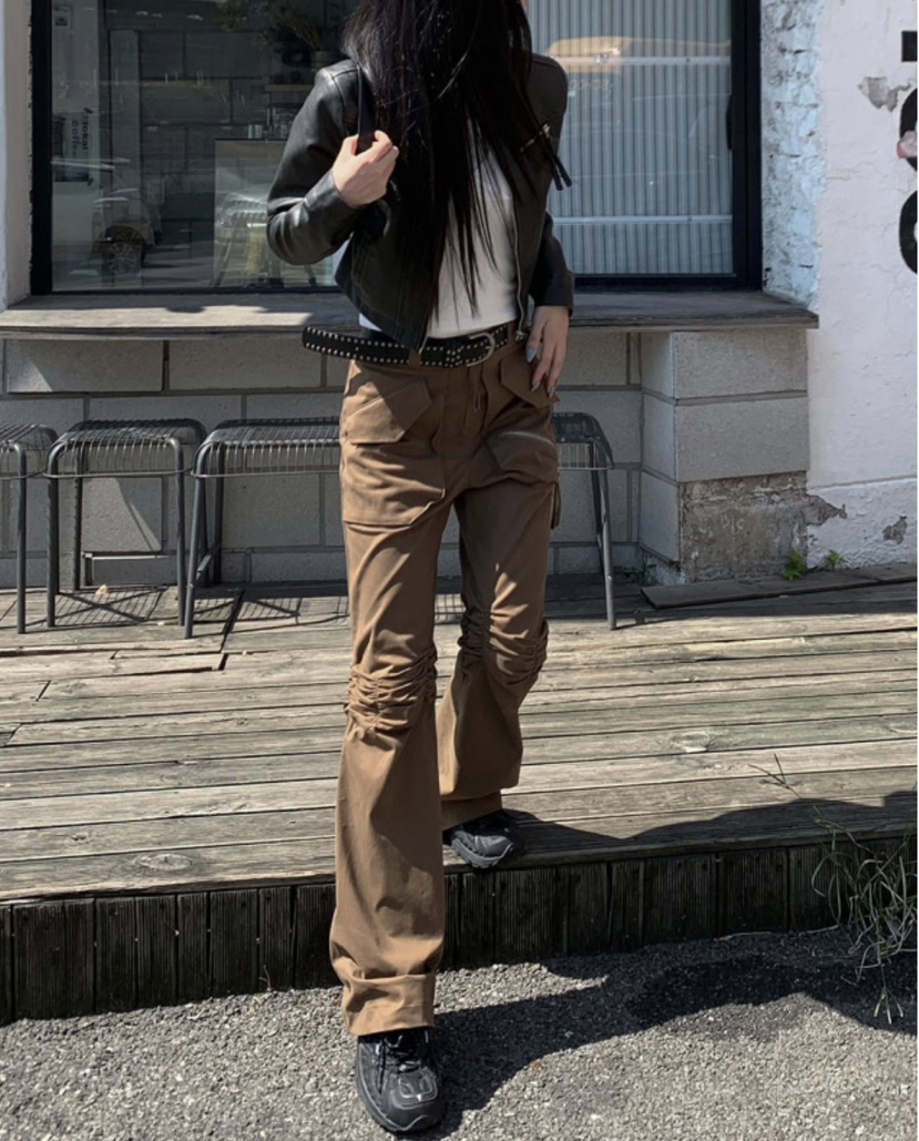 NUEUN韓國直郵㊣東大門實拍女裝新品25春夏職業熱賣休閑褲喇叭NUEUN/SEEOT休閑褲