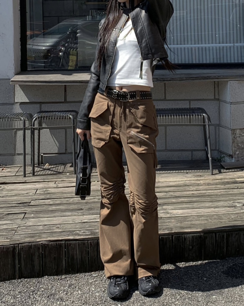 NUEUN韓國直郵㊣東大門實拍女裝新品25春夏職業熱賣休閑褲喇叭NUEUN/SEEOT休閑褲