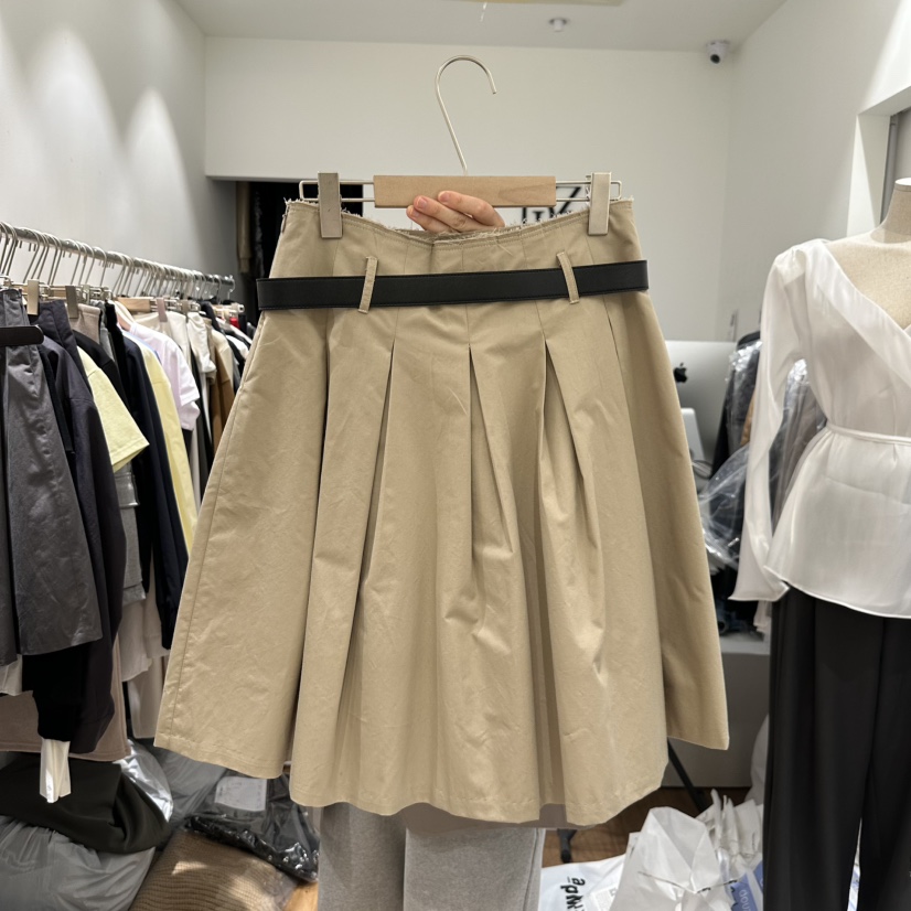 DOUZE直郵韓國代購㊣女裝新品25春夏職業推薦休閑短裙含腰帶DOUZE短裙