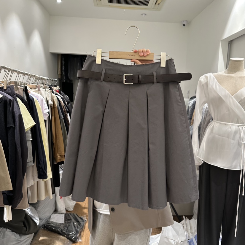 DOUZE直郵韓國代購㊣女裝新品25春夏職業推薦休閑短裙含腰帶DOUZE短裙圖色2