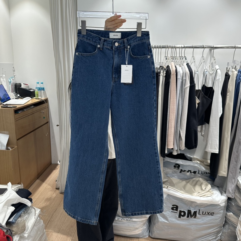 STORIES韓國直郵㊣東大門實拍女裝新款時尚職業推薦牛仔褲流蘇STORIES牛仔褲圖色1