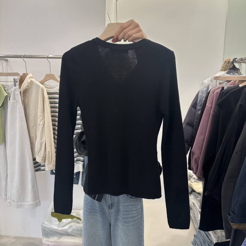 RIVER RAIN韓國直郵㊣東大門實拍女裝新品熱賣長袖T恤開衫羅紋RIVER RAIN長袖T恤