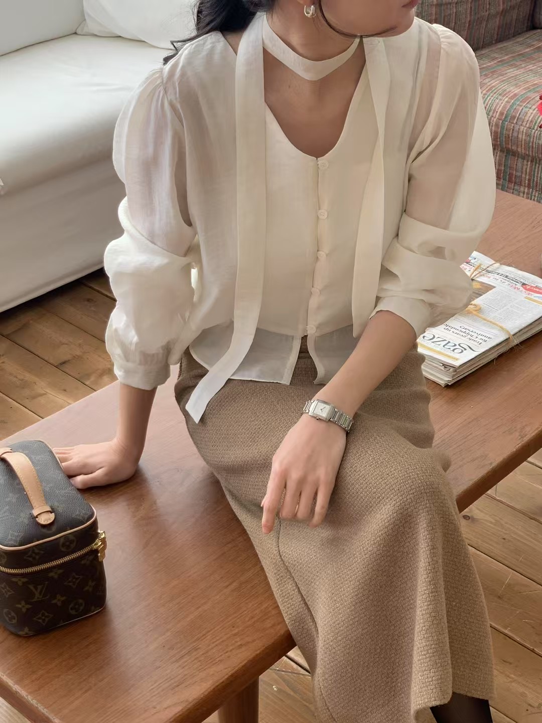 AT THIS MOMENT韓國㊣直郵東大門代購女裝新品25春夏襯衫蕾絲衫AT THIS MOMENT襯衫/蕾絲衫