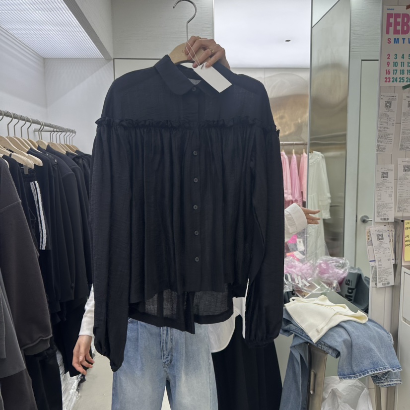 MIXXIN韓國㊣直郵東大門代購女裝新品時尚25春夏襯衫蕾絲衫MIXXIN襯衫/蕾絲衫圖色2