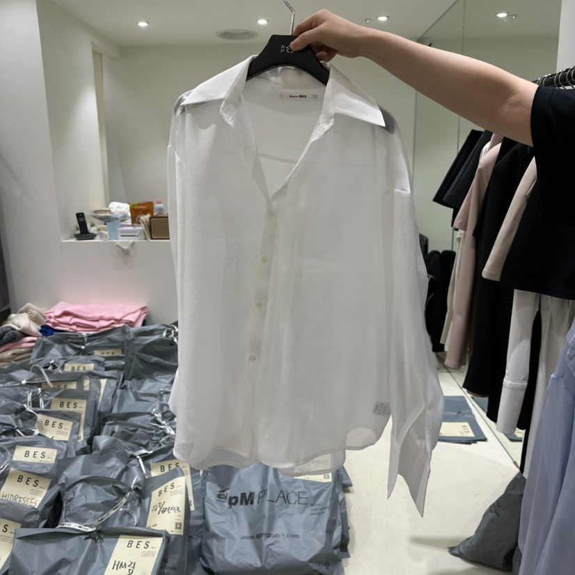 BES韓國㊣直郵東大門代購女裝新品25春夏職業推薦襯衫蕾絲衫BES襯衫/蕾絲衫圖色4