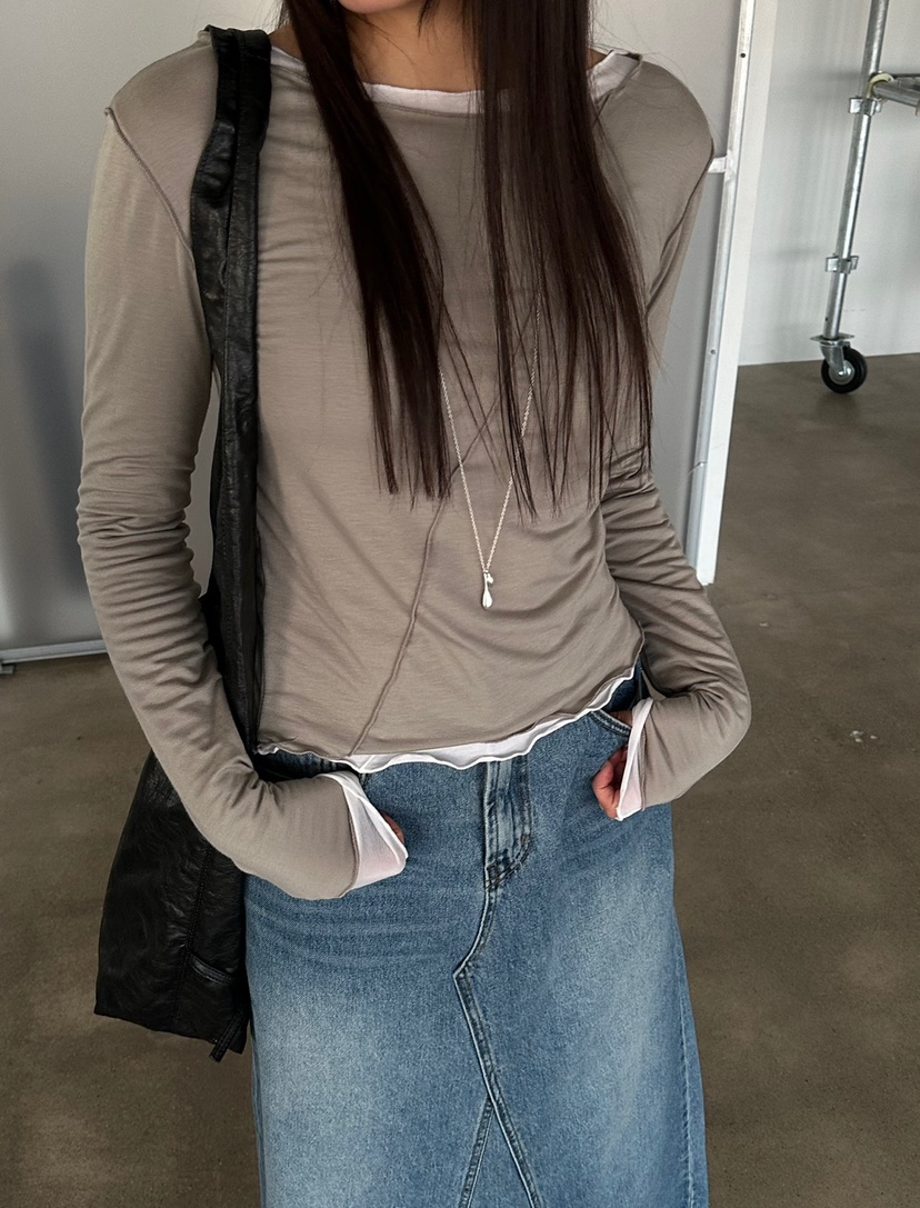 ACME直郵韓國代購㊣女裝新款職業推薦人氣休閑熱賣25春夏長袖T恤ACME長袖T恤