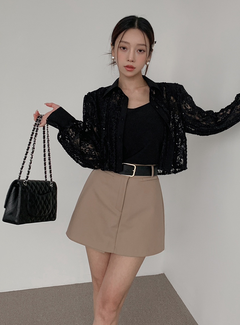 SLIT直郵韓國代購㊣女裝新品時尚推薦25春夏熱賣襯衫蕾絲衫SLIT襯衫/蕾絲衫