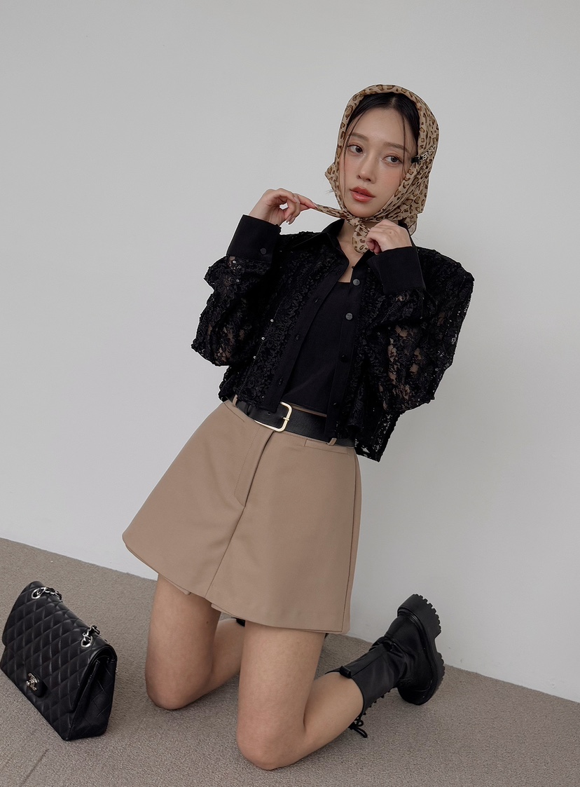 SLIT直郵韓國代購㊣女裝新品時尚推薦25春夏熱賣襯衫蕾絲衫SLIT襯衫/蕾絲衫