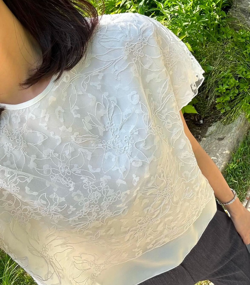 AWESOME-L韓國㊣直郵東大門代購女裝新品熱賣襯衫蕾絲衫蕾絲雙層AWESOME-L襯衫/蕾絲衫