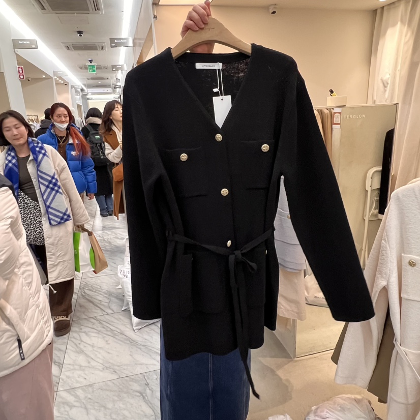 AFTERGLOW直郵韓國代購㊣女裝新品休閑職業針織衫含腰繩開衫AFTERGLOW針織衫圖色3