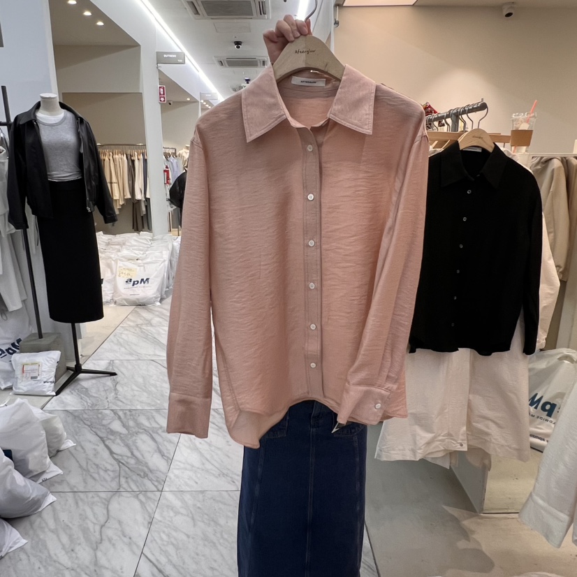 AFTERGLOW韓國直郵㊣東大門實拍女裝新品時尚襯衫蕾絲衫天絲羊毛AFTERGLOW襯衫/蕾絲衫圖色2