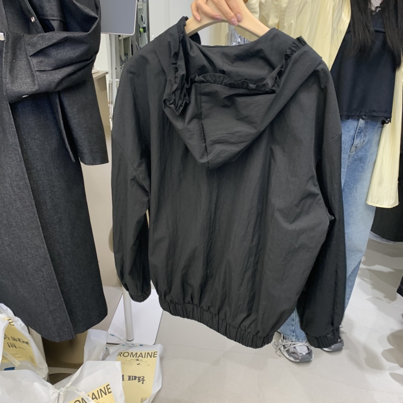 ROMAINE直郵韓國代購㊣女裝新品25春夏人氣職業夾克荷葉邊連帽ROMAINE夾克