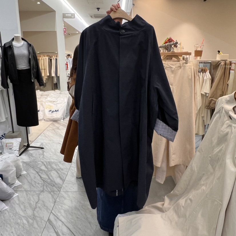 AFTERGLOW直郵韓國代購㊣女裝新品熱賣25春夏人氣長款風衣格紋AFTERGLOW長款風衣圖色2