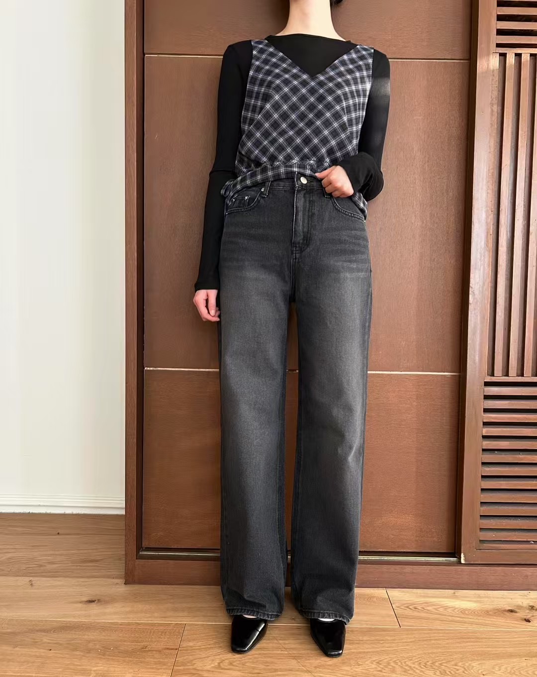 HEY BILLY韓國㊣直郵東大門代購女裝新品職業時尚人氣牛仔褲HEY BILLY牛仔褲圖色1