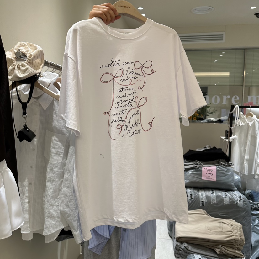 MOREMORE韓國直郵㊣東大門實拍女裝新款時尚25春夏職業人氣T恤more moreT恤圖色1