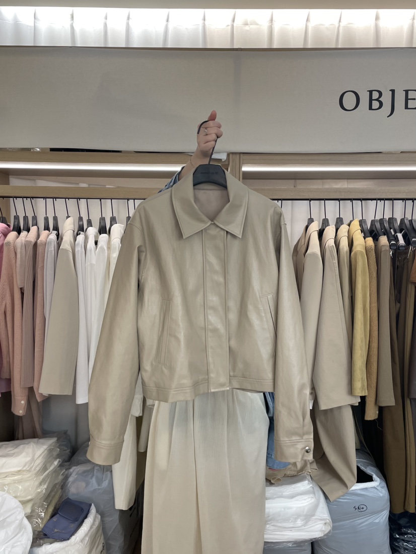 OBJET韓國直郵㊣東大門實拍女裝新款時尚25春夏休閑人氣皮衣love us u/OBJET皮衣圖色2