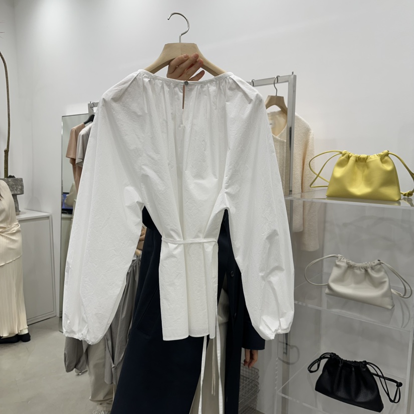 ARVE直郵韓國代購㊣女裝新品推薦休閑人氣襯衫蕾絲衫含腰繩ARVE襯衫/蕾絲衫
