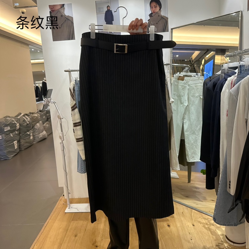 MAINT韓國㊣直郵東大門代購女裝新品人氣熱賣休閑長裙含腰帶MAINT長裙圖色3