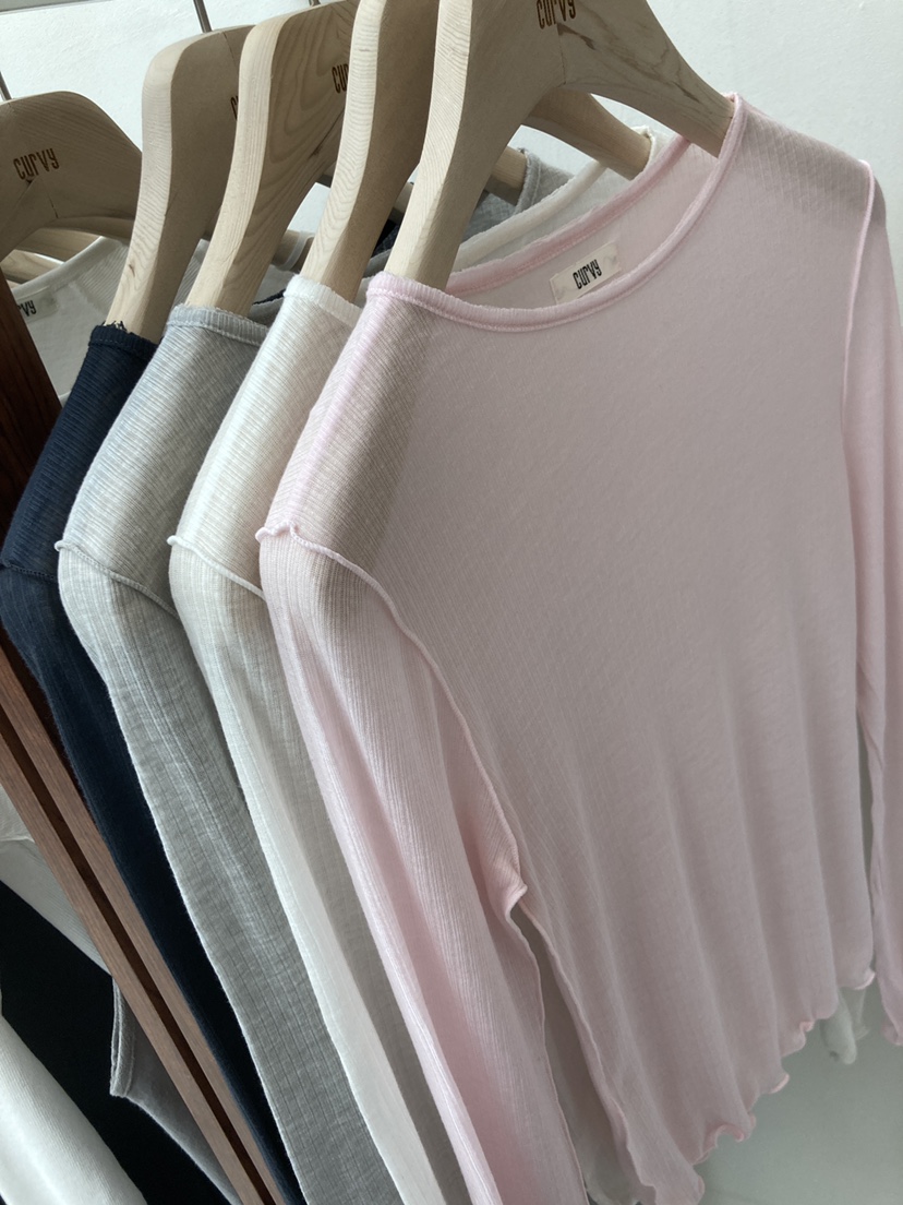 CURVY韓國㊣直郵東大門代購女裝新品休閑推薦時尚職業長袖T恤CURVY長袖T恤