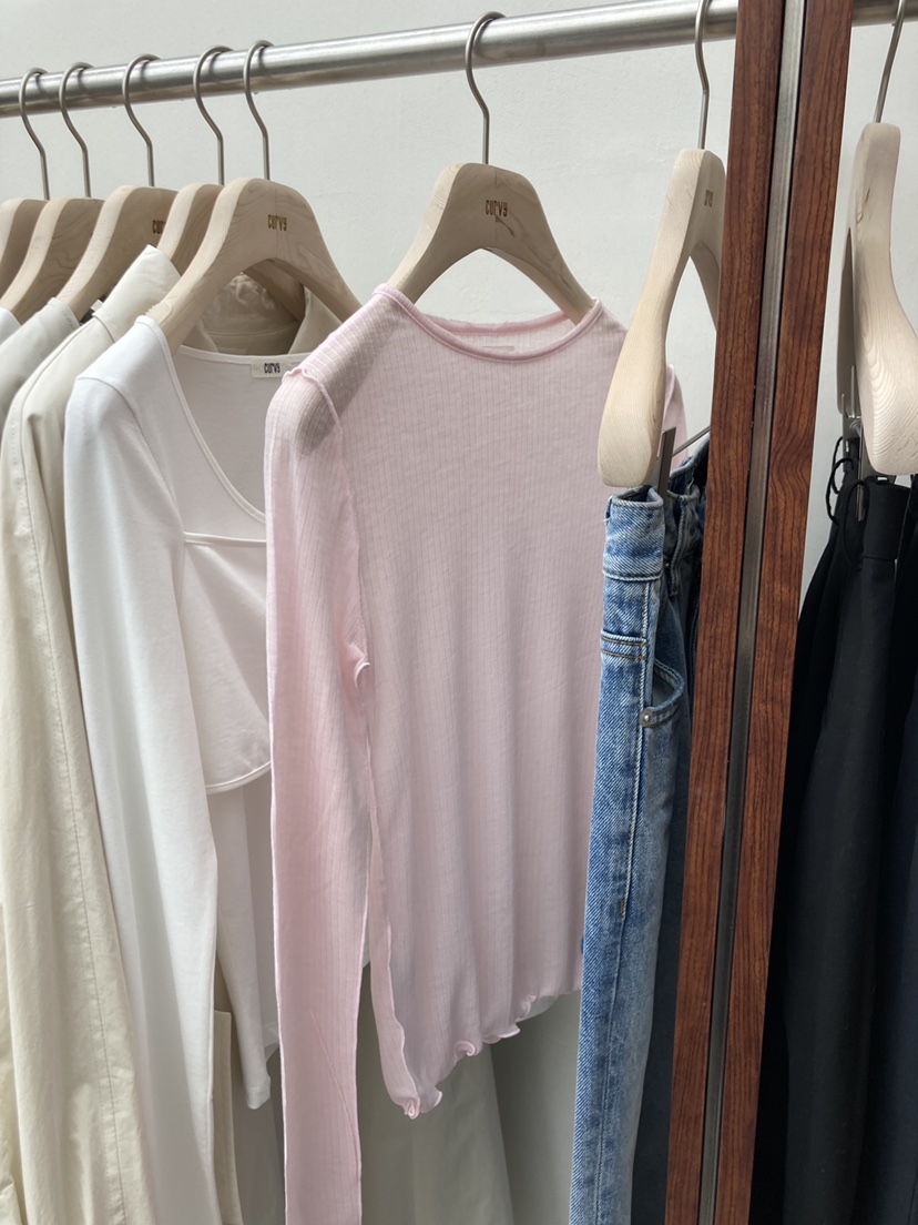 CURVY韓國㊣直郵東大門代購女裝新品休閑推薦時尚職業長袖T恤CURVY長袖T恤