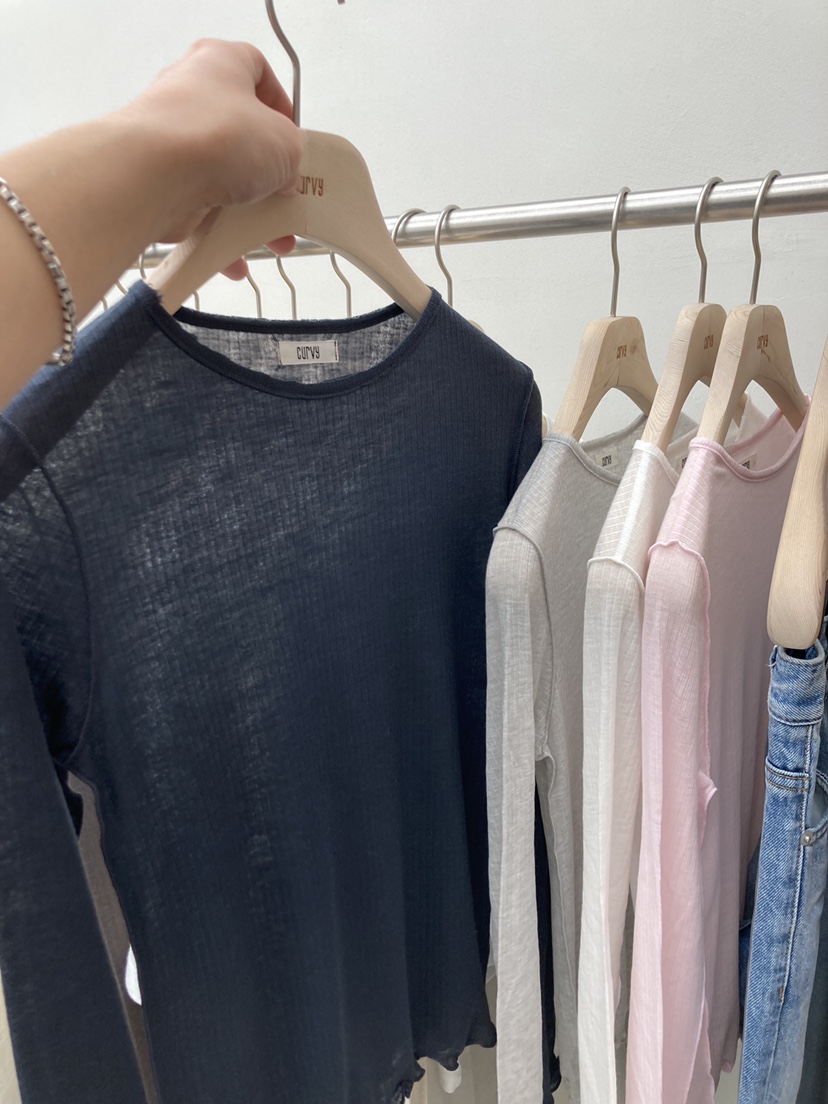 CURVY韓國㊣直郵東大門代購女裝新品休閑推薦時尚職業長袖T恤CURVY長袖T恤