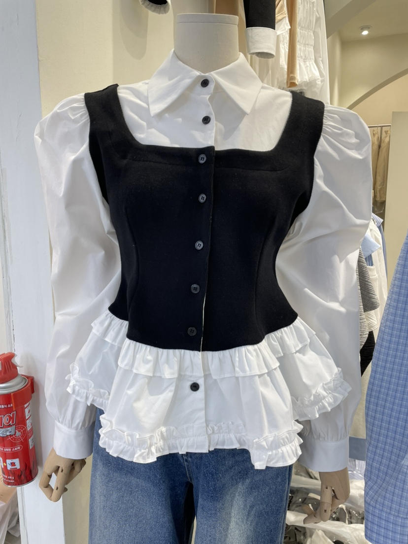 MUSK韓國直郵㊣東大門實拍女裝新品職業25春夏時尚襯衫蕾絲衫MUSK襯衫/蕾絲衫圖色1