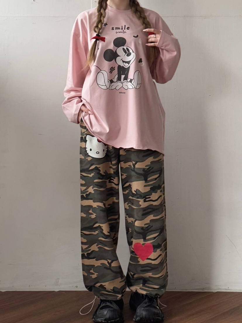 TOLL韓國㊣直郵東大門代購女裝新品人氣時尚休閑休閑褲迷彩TOLL休閑褲