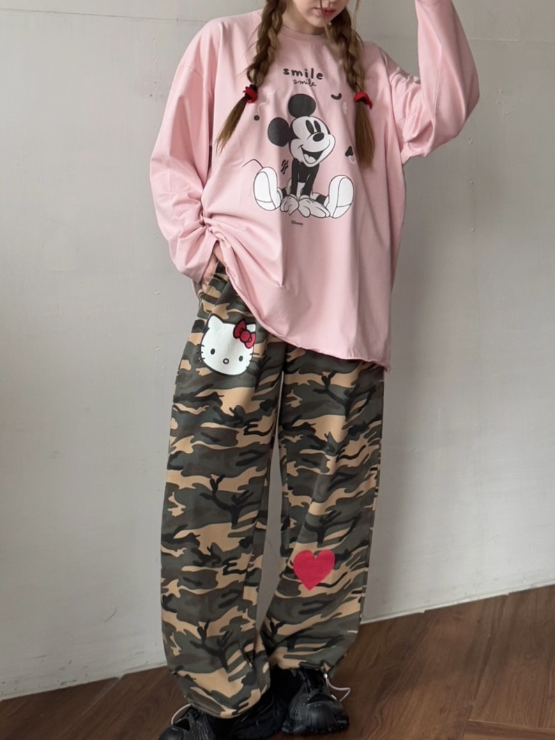 TOLL韓國㊣直郵東大門代購女裝新品人氣時尚休閑休閑褲迷彩TOLL休閑褲