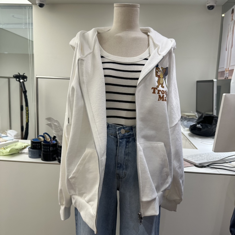 FFULLBAR韓國直郵㊣東大門實拍女裝新品時尚推薦衛衣拉鏈兜帽DELI JENNY衛衣圖色1