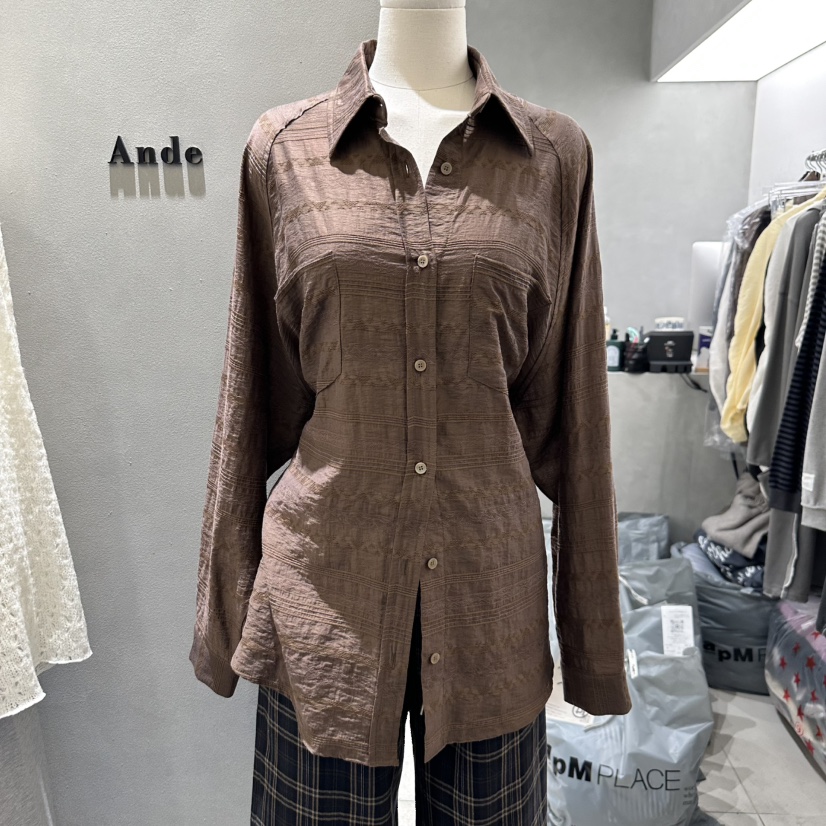 ANDE直郵韓國代購㊣女裝新款休閑職業熱賣25春夏襯衫蕾絲衫Ande襯衫/蕾絲衫圖色2