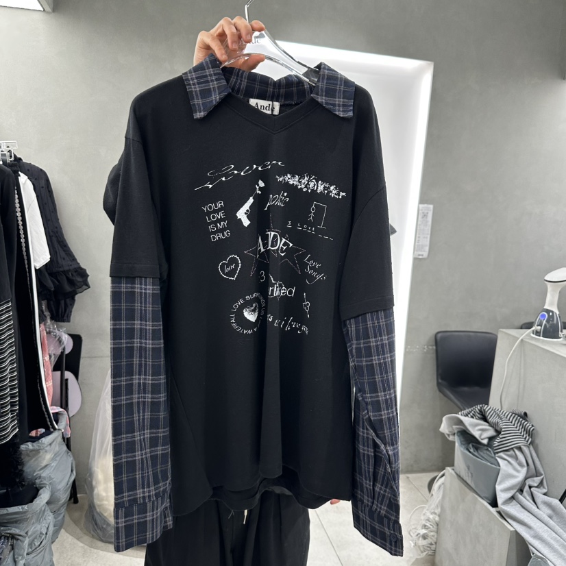 ANDE韓國直郵㊣女裝新款熱賣職業推薦25春夏休閑時尚長袖T恤ANDE長袖T恤