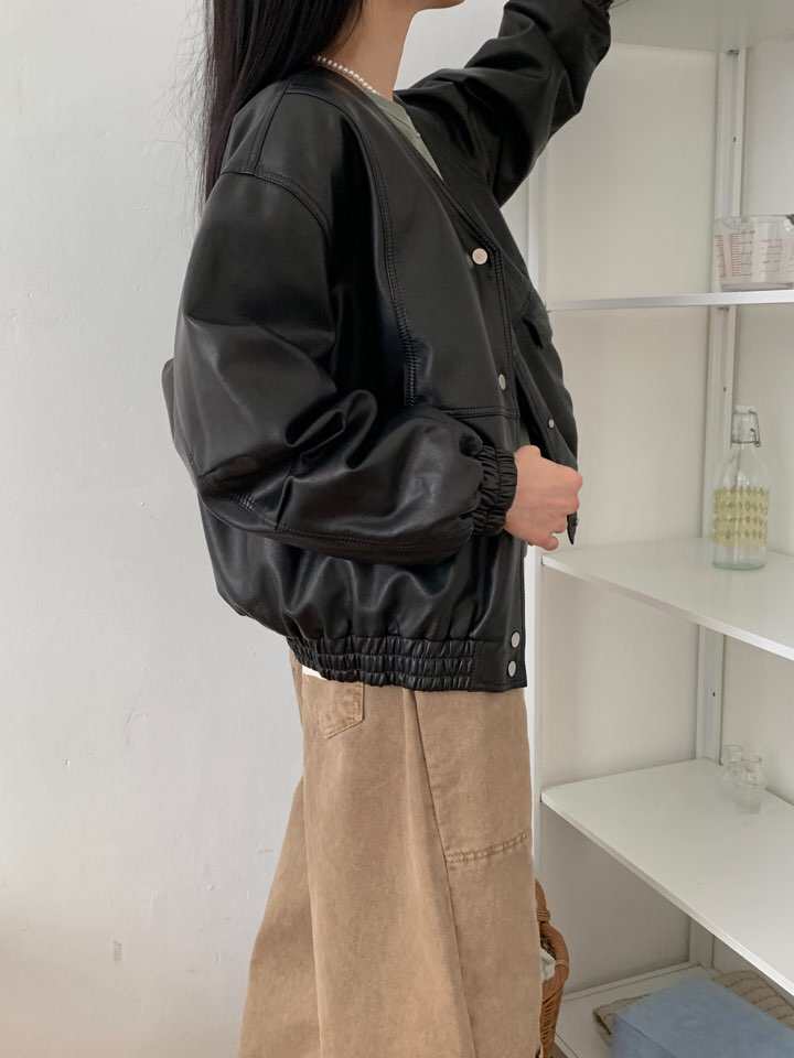 LA_TERRE韓國直郵㊣女裝新品休閑25春夏職業推薦時尚人氣皮衣LA_TERRE皮衣