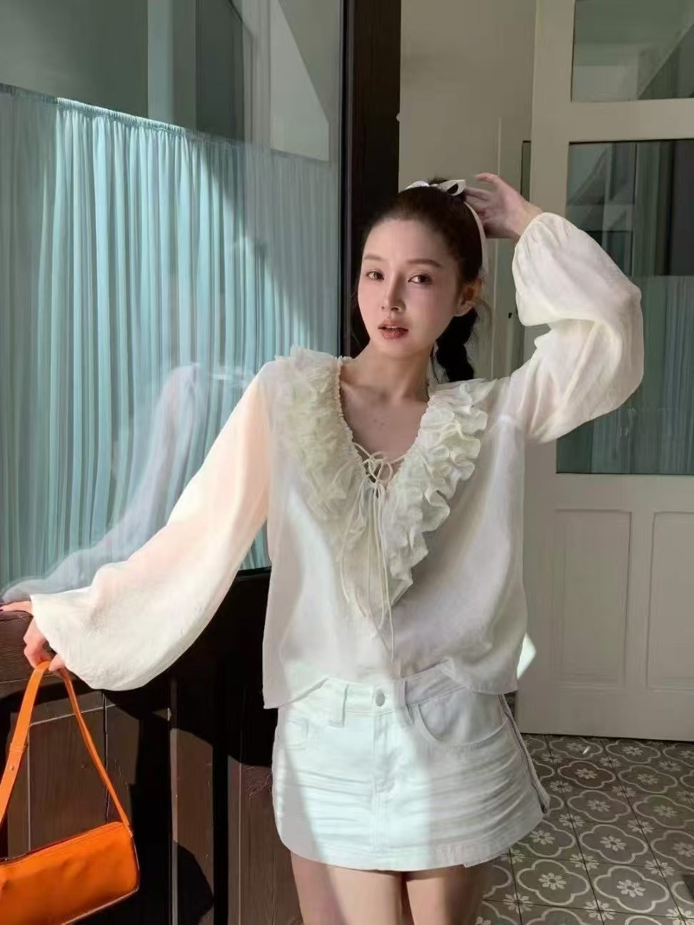 IN A ROW直郵韓國代購㊣女裝新款推薦職業時尚襯衫蕾絲衫IN A ROW襯衫/蕾絲衫圖色2