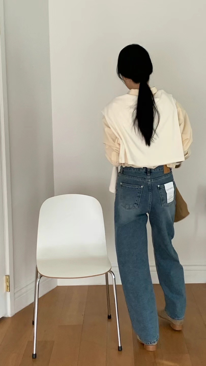 FLAT WHITE東大門實拍女士新品人氣25春夏真品職業熱賣牛仔褲FLAT WHITE牛仔褲
