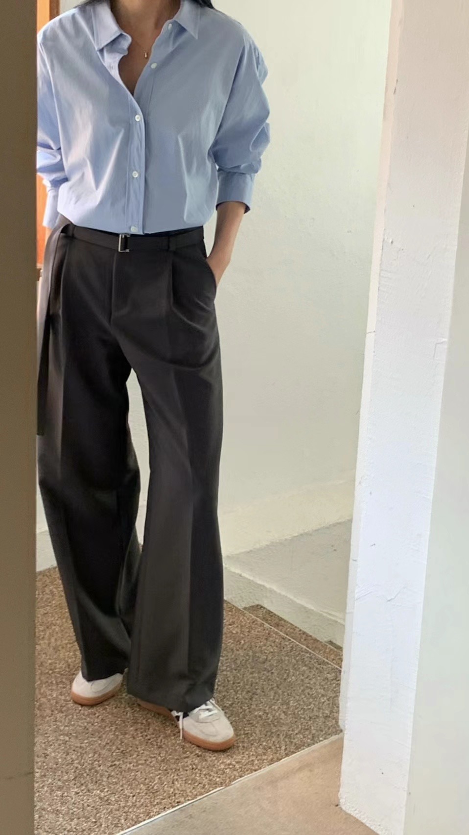 FLAT WHITE韓國直郵女裝新品真品人氣時尚25春夏休閑休閑褲FLAT WHITE休閑褲圖色1